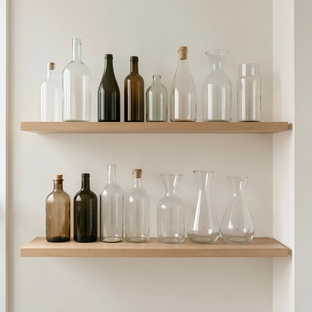 Close-up view of artisan crafting glass bottle by hand